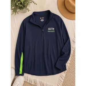 NFL Team Apparel Seattle Seahawks 1/4 Zip Pullover Men's 2XL Blue Performance